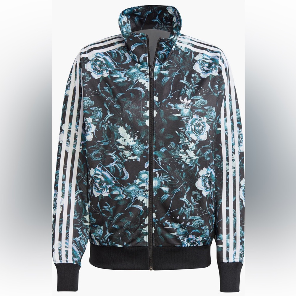 Adidas Women's Floral Jacket - Black and Green
